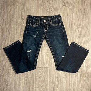 Express dark low rise barley boot jeans